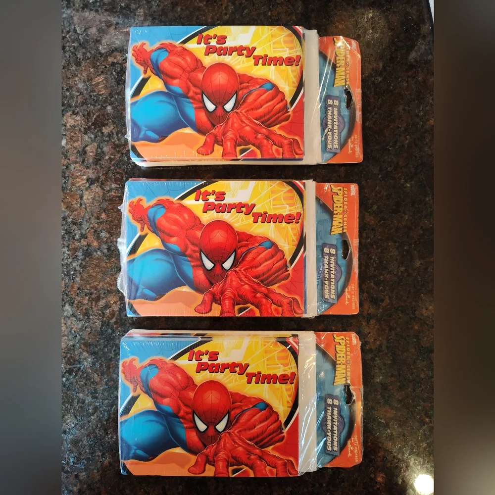 NEW Spider-Man Party Invitations and Thank-You Cards, 3 Packs